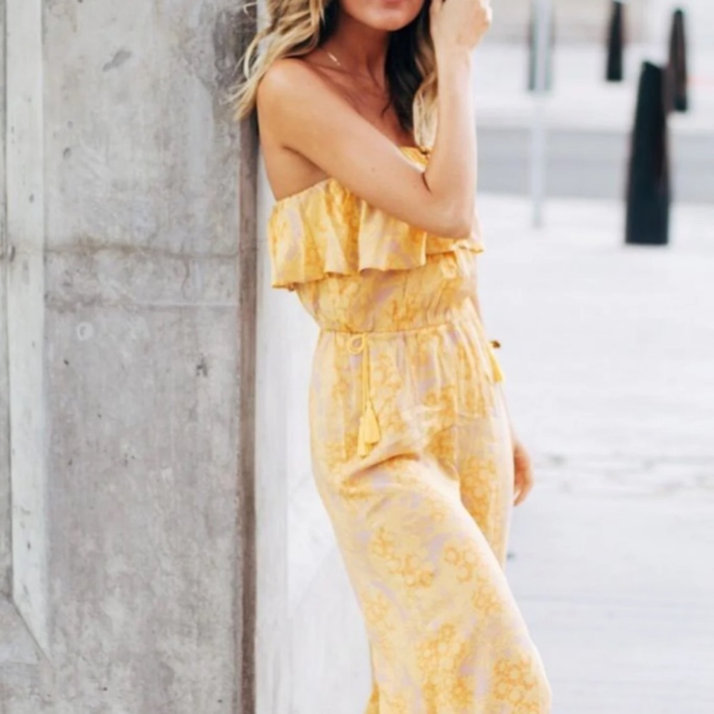 🍄🌼 Free People Rays of Gold jumpsuit XS S - Picture 3 of 10